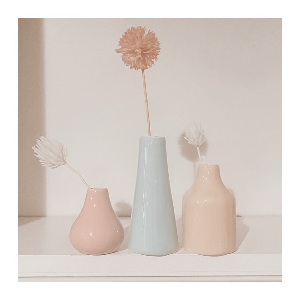 Ceramic Pastel Small Bud Flower Vase Set